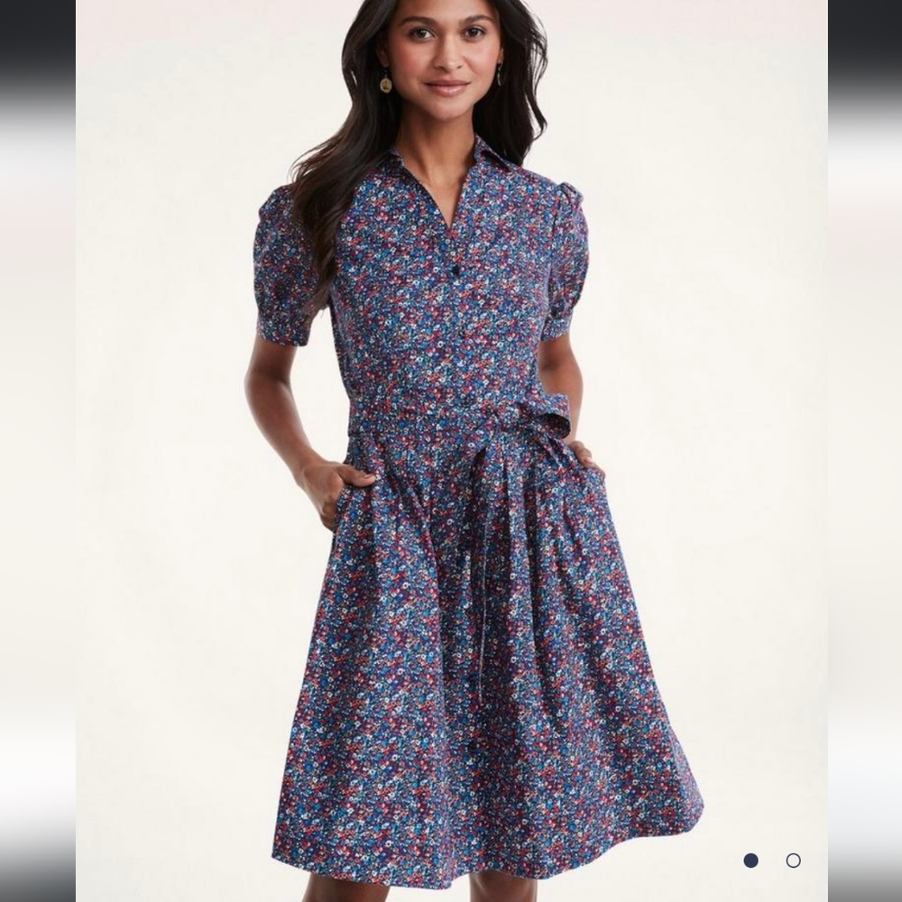 Brooks Brothers stretch cotton floral dress new 8